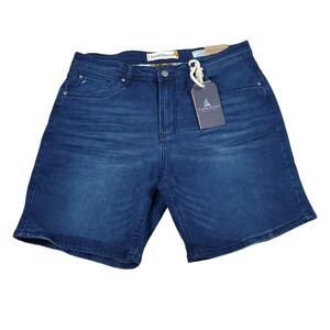 Tailor Vintage Greenwich Slim Fit Stretch Smart Denim Jean Shorts Size 36 Blue